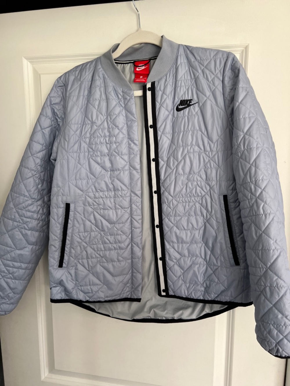Nike Light Blue Quilted Jacket with Black Accents